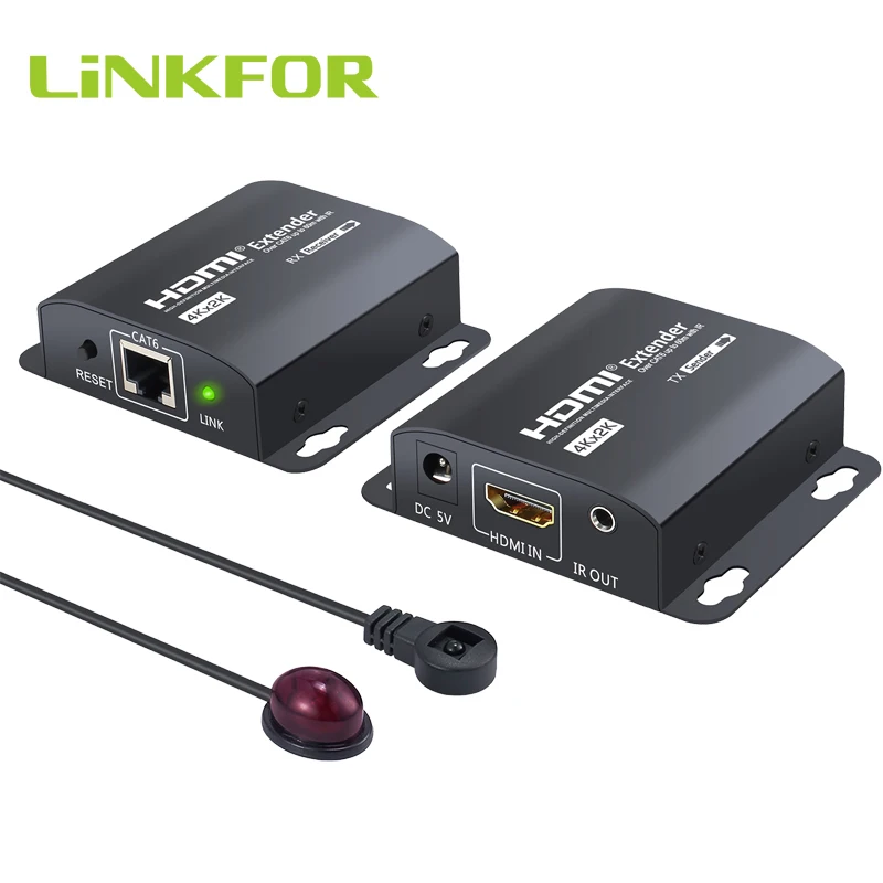 LiNKFOR 60 м hdmi-повторитель HDMI удлинитель с ИК-пульт дистанционного управления 4K 3D более RJ45 Cat6 Cat7 поддержка кабелей 5.1CH 7.1CH Аудио HDMI удлинитель