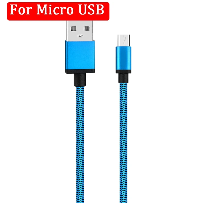 Micro USB Blue 2 м кабель для зарядного устройства Micro usb микрокабель type C Быстрый Android зарядное устройство для передачи данных Быстрая зарядка длинный провод шнур - Цвет: Micro USB Blue