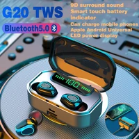 G20 TWS miniaturowe słuchawki z Bluetooth 9D Surround Sound słuchawki wodoodporne słuchawki sportowe do pracy na wszystkich smartfonach słuchawki