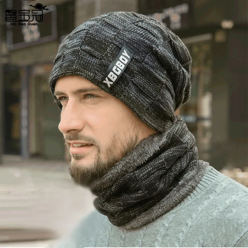 Winter Beanie Hats Scarf Set Warm Knit Hat Skull Cap Neck Warmer with Thick Fleece Lined and for Men Women | Аксессуары для одежды