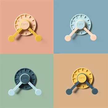 

4PCS/PACK Nordic Self-adhesive Door Hook Coat Hat Rack Bathroom Kitchen Door Wall Mounted Hanger Creative Clock Hook