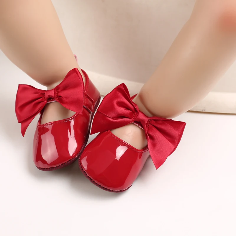 Baby Spring And Autumn Style Lovely Bow Solid Color Soft Sole Princess Shoes 0-18 Months Newborn Baby Casual Walking Shoes