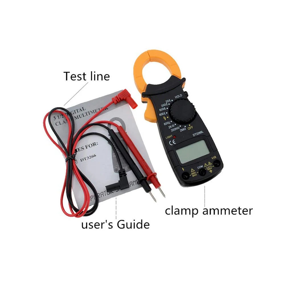 DT3266L мультиметр токовые клещи Вольтметр Амперметр 600A AC/DC ток Ома тестер напряжения цифровой Ампер клещи