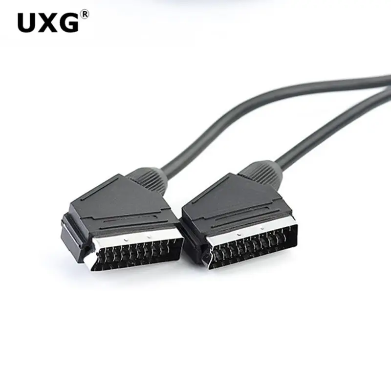 European Standard Scart Line 21-pin Male To Male Extension Cable Broom Head European Audio And Video Extension Cable 1.5 Meters