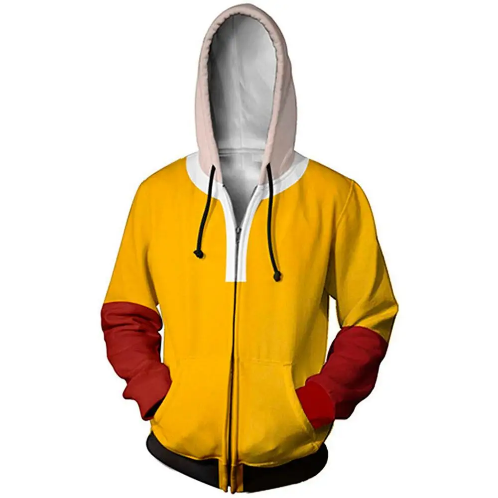 IW031 One Punch Man Hero Saitama Oppai Косплей-костюмы с капюшоном куртка с капюшоном толстовки на молнии мужская и женская верхняя одежда пальто верхняя одежда - Цвет: IW031