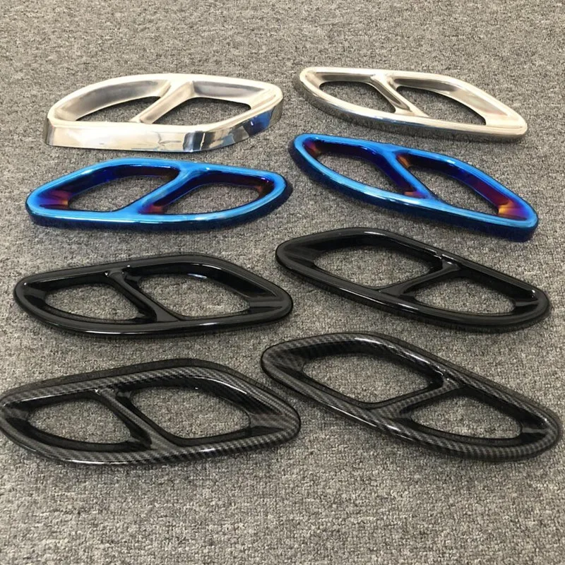 

For Mercedes Benz C E GLC GLE GLS CLA Class W205 X253 W213 carbon fiber Car Rear Dual Exhaust End Pipe Stickers Cover Trim car