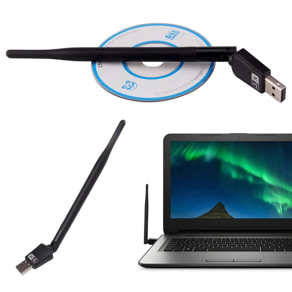 

VONETS Wireless 150Mbps USB WiFi Receiver Adapter w/ 5DB Antenna Driver CD Wi fi adaptador for Windows 7 8 10 XP Vista System