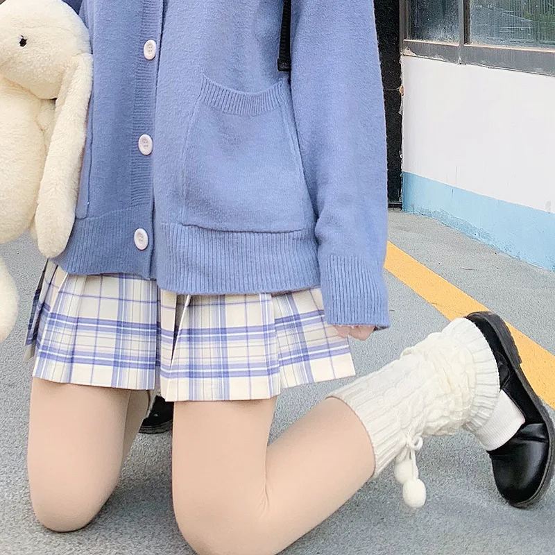 Solid White Lovley Knit Women Leg-warmer Cute Student Jk Street