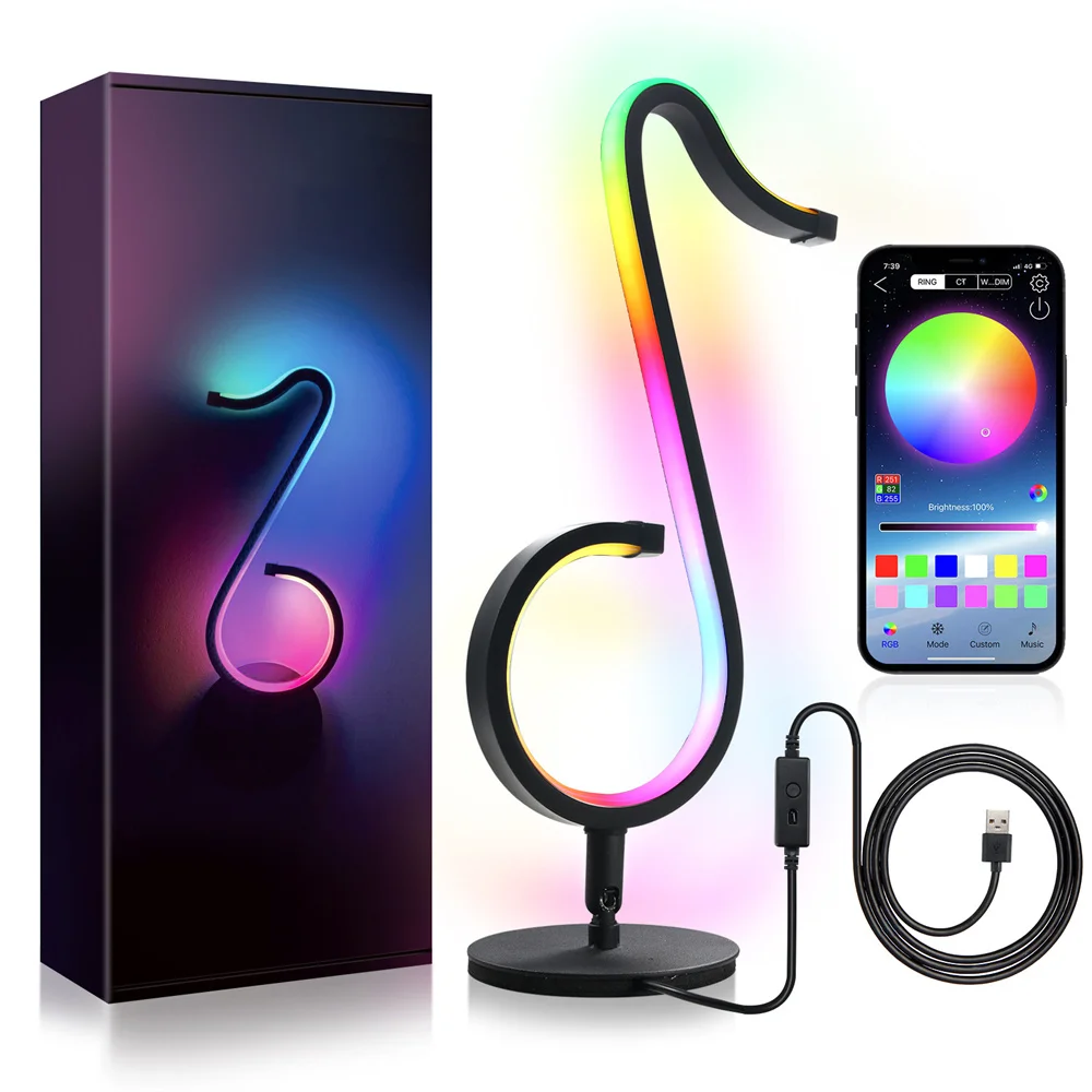 RGB Led Musical Note Night Light Bluetooth-Dimmable App Remote Controled Table Wall Lamp Coloful Lamp for Home Room Decoration home depot dinosaur light Night Lights