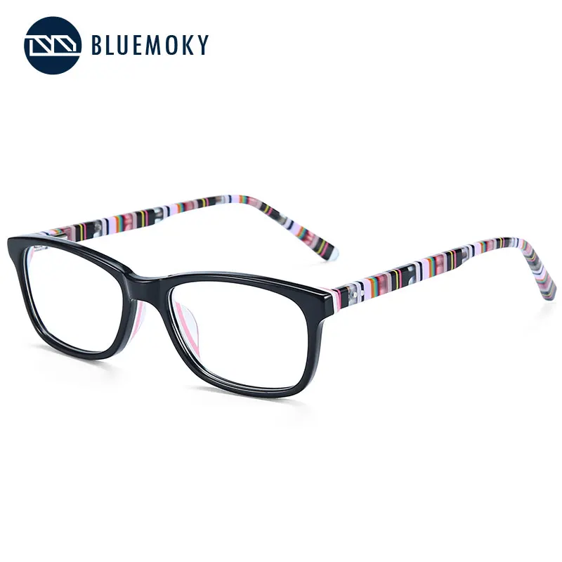 BLUEMOKY, детские очки, полосатые квадратные очки, оправа для очков для мальчиков, оптические очки, оправа для очков для девочек, оправа для очков, прозрачные очки - Цвет оправы: 003