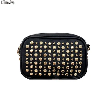 

Diinovivo Luxury Golden Rivet Women Bag Small Black Crossbody Shoulder Bag Casual Retro Handbag For Women Soft Leather WHDV1634