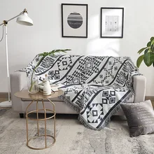 Хлопковое мягкое одеяло для дивана геометрический серый пасторальный цветочный ткачество Декоративные диванные салфетки покрывало на кровать диван