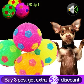 

LED Light Dog Toys Squeack Jaw Exerciser Chew Balls Flashing Chihuahua Interactive Rubber Balls Lighting Squeaky Cat Toy 1pcs