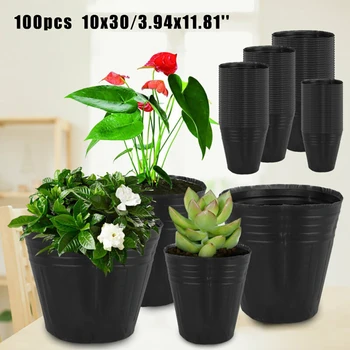 

100 Pack Nursery Pots Outdoor Vegetable Flower Plant Plastic Plant seed
