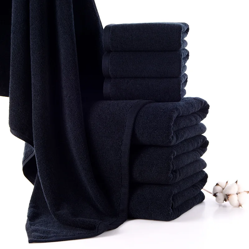 3 комплекта/партия шт./компл. супер мягкие хлопок черный набор махровых банных полотенец Высокое качество Роскошный отель набор полотенец для ванной комнаты Наборы полотенец EA040