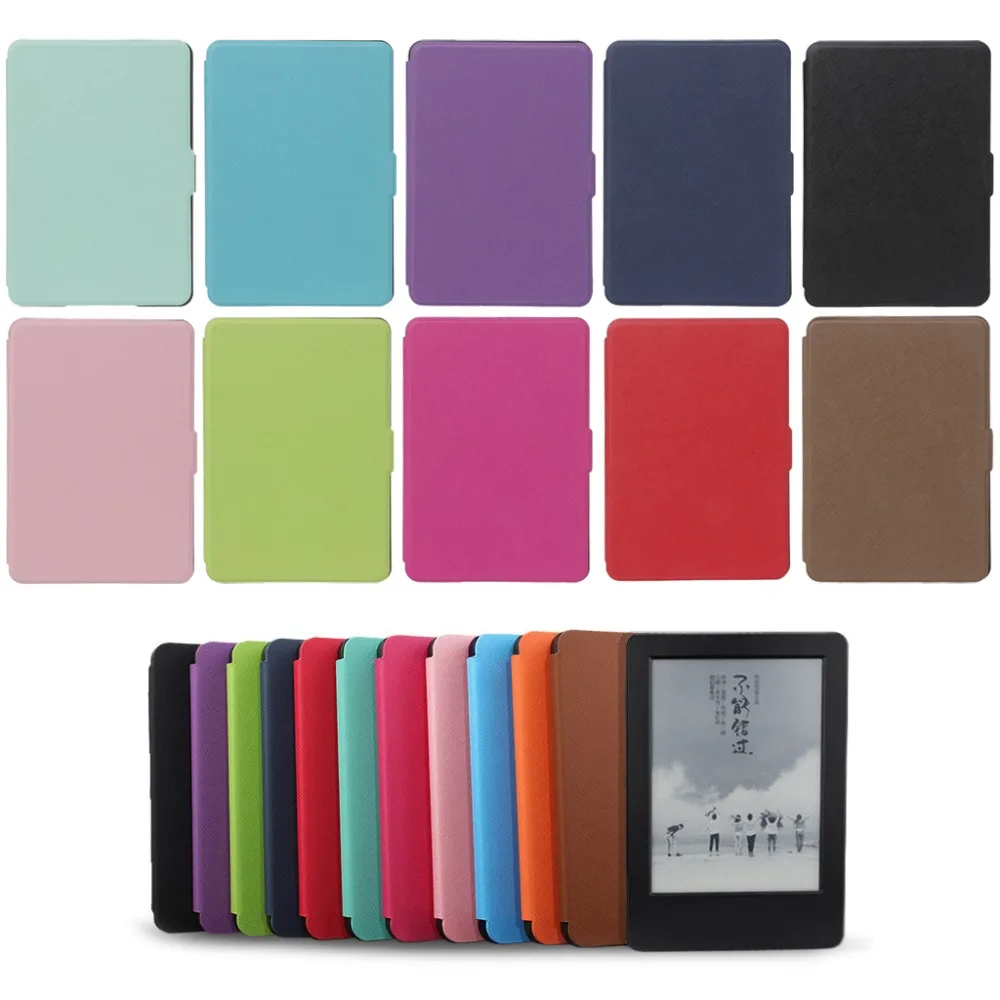 

Faux Leather Ultra Slim Protective Shell Ebook Case Cover For Amazon Kindle Paperwhite 1/2/3 Solid Color