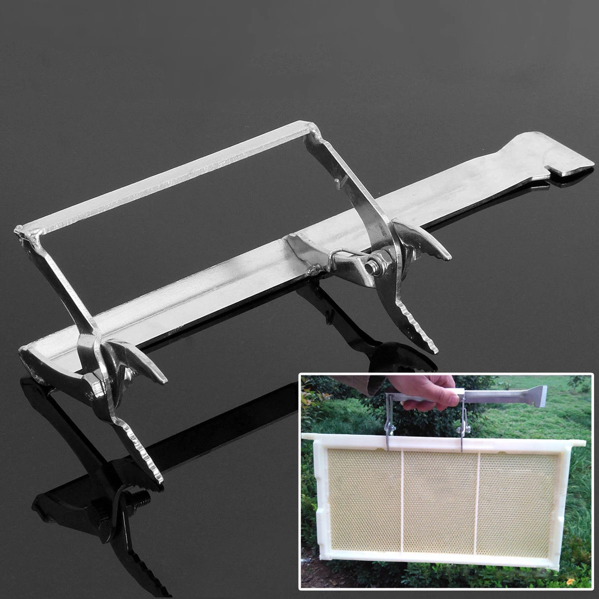 JX-LCLYL 1pc New Stainless Steel Bee Hive Frame Holder Lifter Capture Grip Tool Equipment