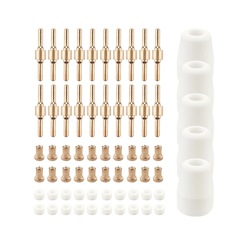 Plasma Cutter Electrodes Nozzles 65Pcs Plasma Cutter Tip Electrodes & Nozzles Kit Consumable Accessories For PT31 CUT 30 40 50 Plasma Cutter Welding Tools
