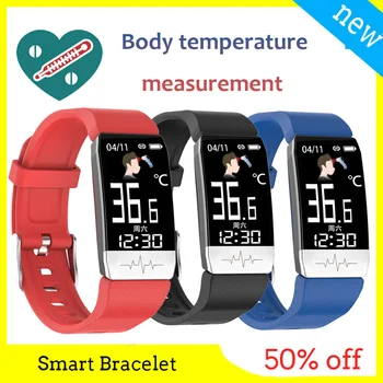 

Body temperature measurement smart watch bracelet heart rate blood pressure fitness tracker step monitor waterproof wristbands