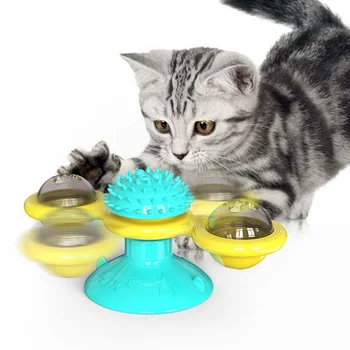 

Pet Cats Toys Whirling Puzzle Training Turntable Supplies Windmill Ball Type Interactive for At Kitten Play