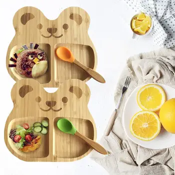 

Baby Bamboo Suction Bowl and Matching Spoon Set Feeding Bowl Suction Spoon Set