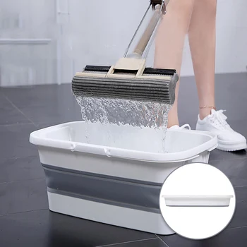 

Home Clean Foldable Mop Bucket Portable Plastic Handle Bucket Car Wash Outdoor Camping Fishing Kitchen Accessories Supplies