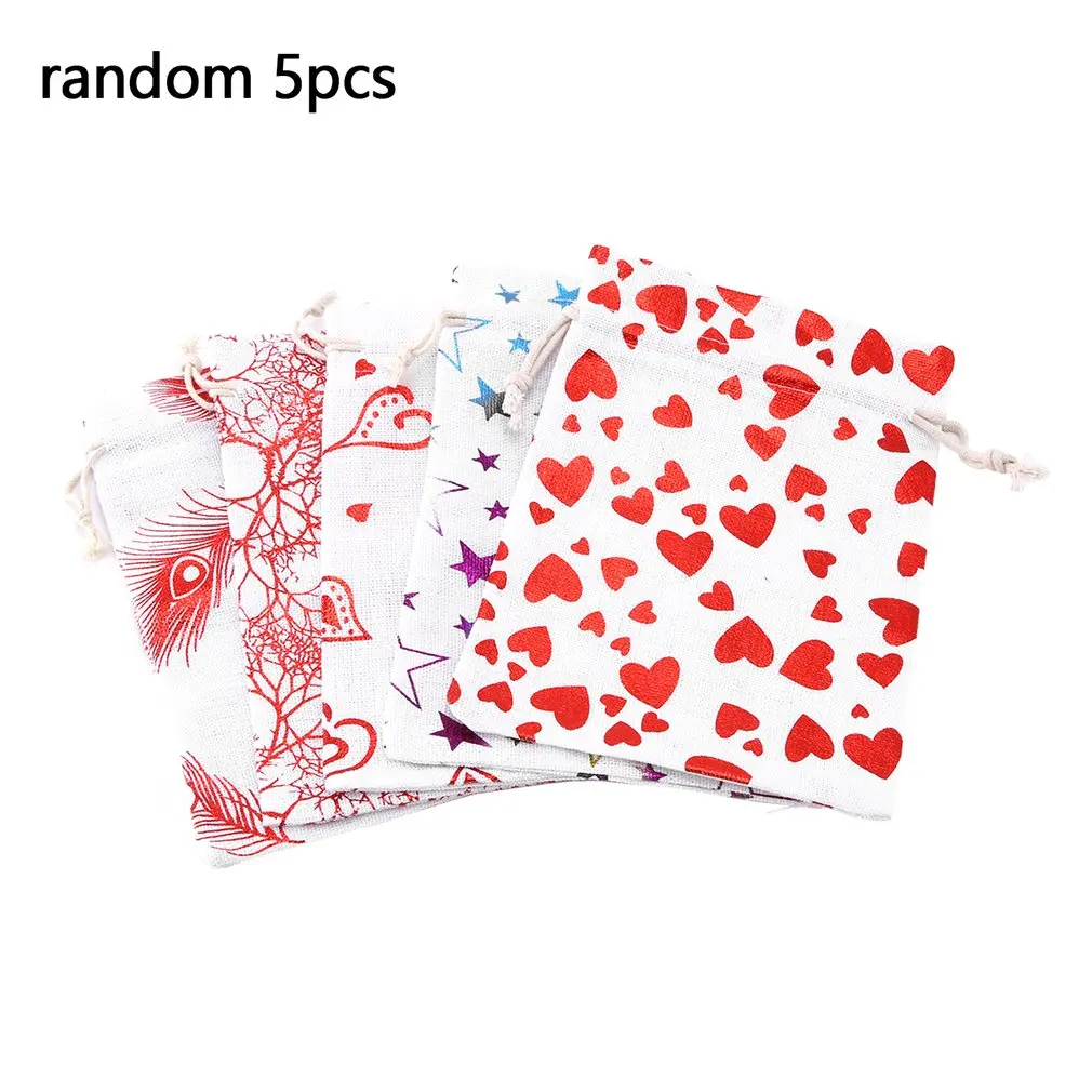 

Eco-friendly And Beautiful Valentine's Day Double Drawstring Linen Gift Drawstring Pocket Gift Packaging Bag
