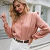 Discount Casual Blouse Simplee Top-Shirts Stitching-Button V-Neck Long-Sleeve Spring Summer Elegant 1005001906876316