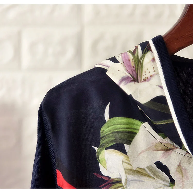 Svoryxiu модный шерстяной вязаный пуловер с принтом Лилии из кусков, Женский Свободный Повседневный розовый свитер с длинным рукавом, джемпер