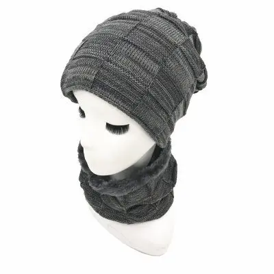 OZyc зимняя шапка, шарф Skullies Beanies для мужчин вязаная шапка женская маска Толстая Балаклава ушанка шерстяной берет мужская шапка - Цвет: grey