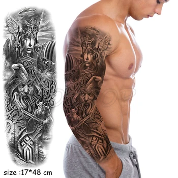 

Full Arm Waterproof Temporary Tattoo Sticker bird boat worrior eagle knife Fake Tatoo Stickers Flash Tatto To Men Women 05