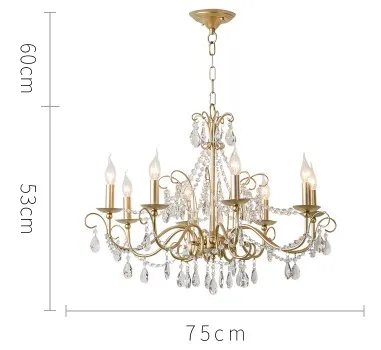6 lights Современная американская люстра со стразами Золотая медь K9 хрустальные люстры подвесные лампы для гостиной столовой спальни - Цвет абажура: 6 lights