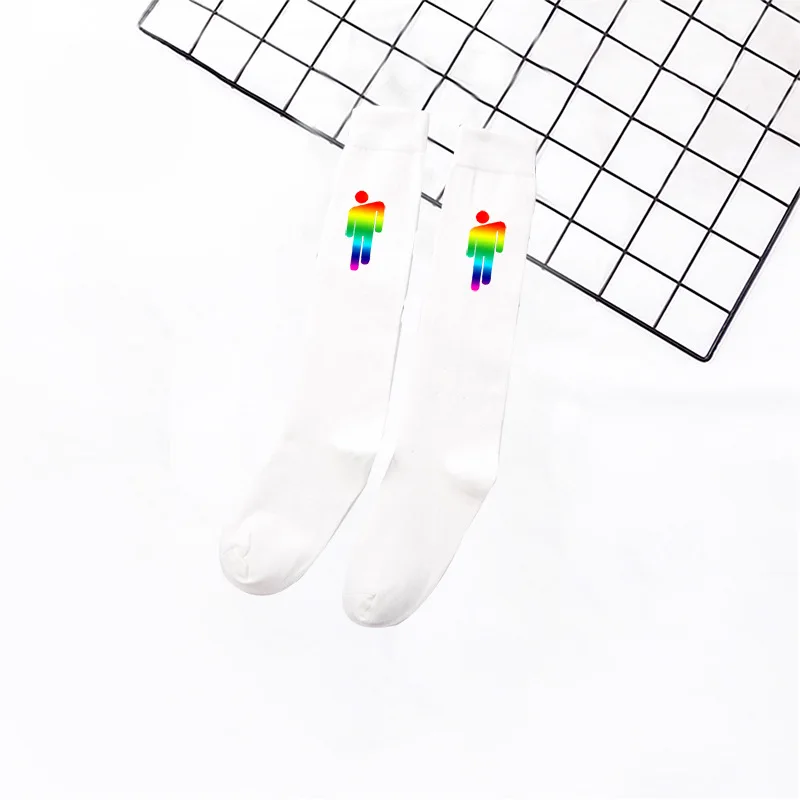 

New Pile Of Socks Billie Eilish Socks Girl 2020 Autumn/Winter Solid Color Printing Female Tube Wild Breathable Tide Stocks Women