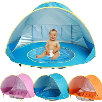 

Folding Baby Beach Tent Children Waterproof Pop Awning Tent Protecting Sunshelter with Pool Kid Outdoor Camping Sunshade Beach