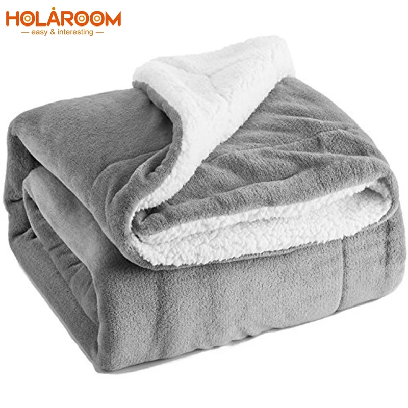Holaroom Flannel Blanket Winter Adult Thick Sherpa Throw Blanket for Winter Soft Sofa Bed Couch Frazadas Mantas De Cama Cobertor