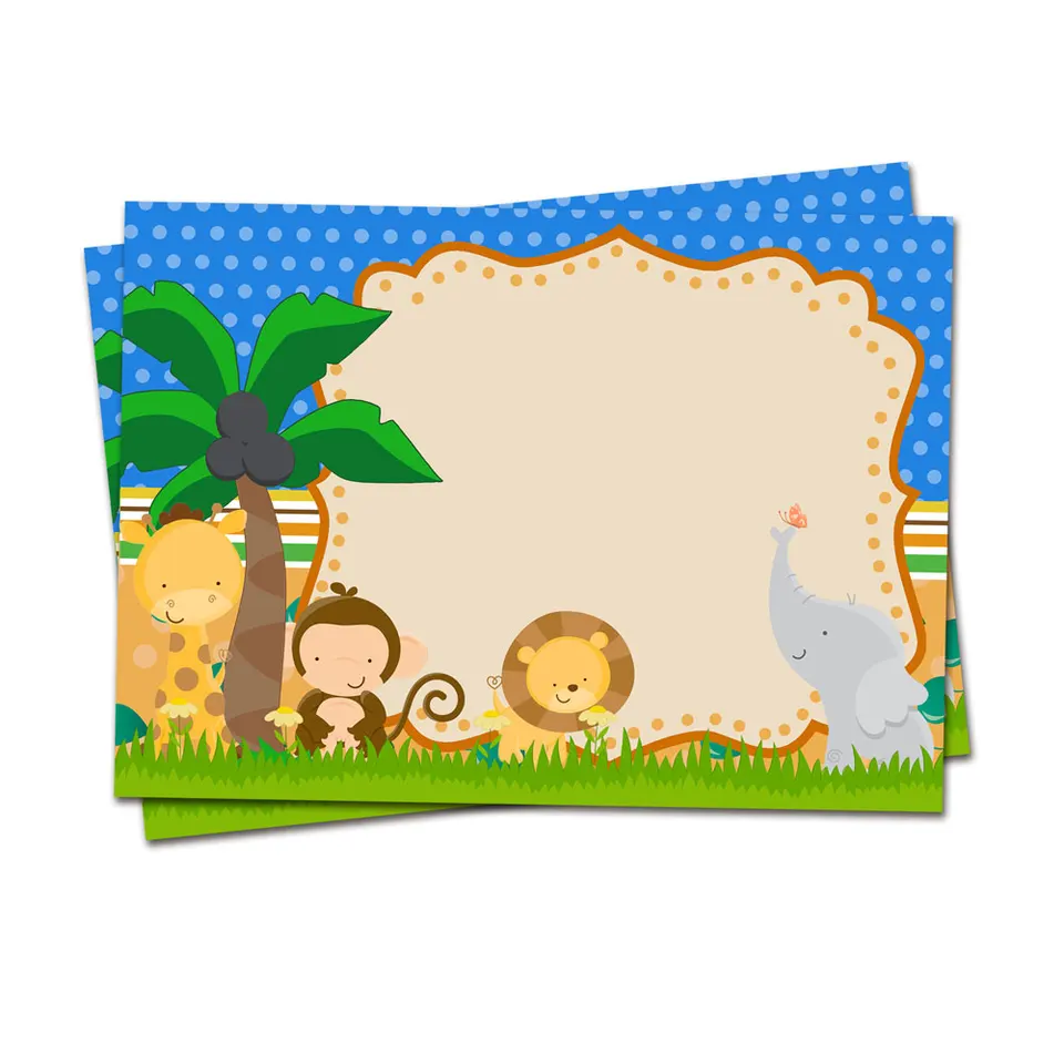 us $5.59 30% off|jungle animals theme party invitation card birthday party  event safari animal decorations supplies blank custom made