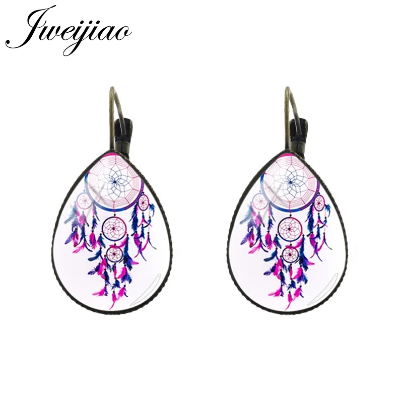 DH88 JWEIJIAO New Arrival Ethnic Boho Dreamcatcher Tassel Dangle Tear water-drop Ear Clip Earrings Bohemian women jewelry gift DH86 - Окраска металла: DH88