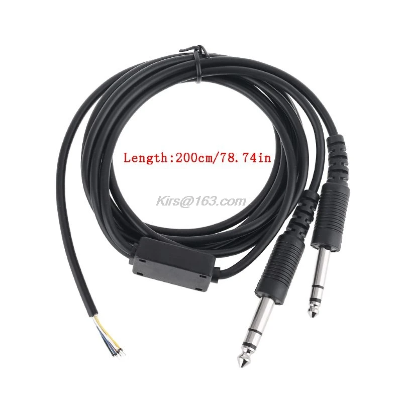 200cm DIY Aviation Headset Dual plug Aircraft Headphones Replacement Cable Durable Mono Audio Cable Line Cord
