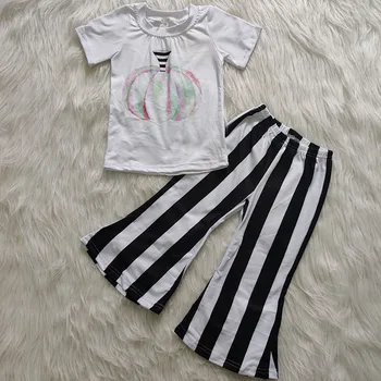 

Kids boutique clothing toddler baby girls outfits pumpkin & striped pants girl outfit holiday clothes