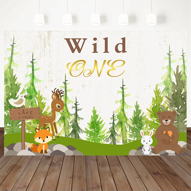 Wild One фон для фотосъемки животные лес день Рождения Вечеринка детский рождения
