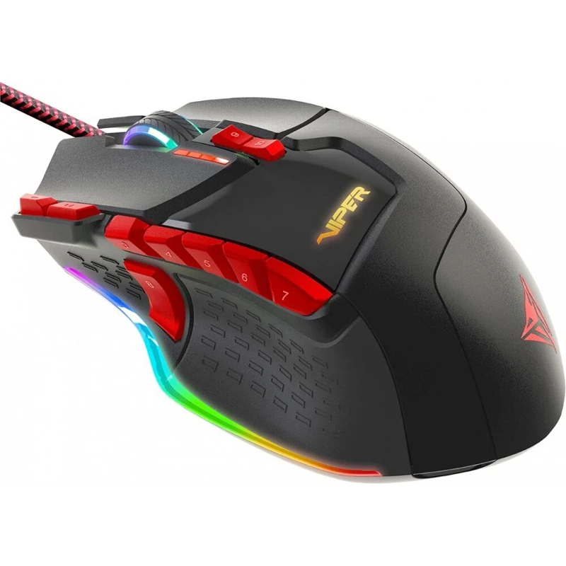 Мышь Patriot Viper V570 PV570LUXWK лазерная, проводная, 12000 dpi, USB, подсветка RGB, цвет: черный