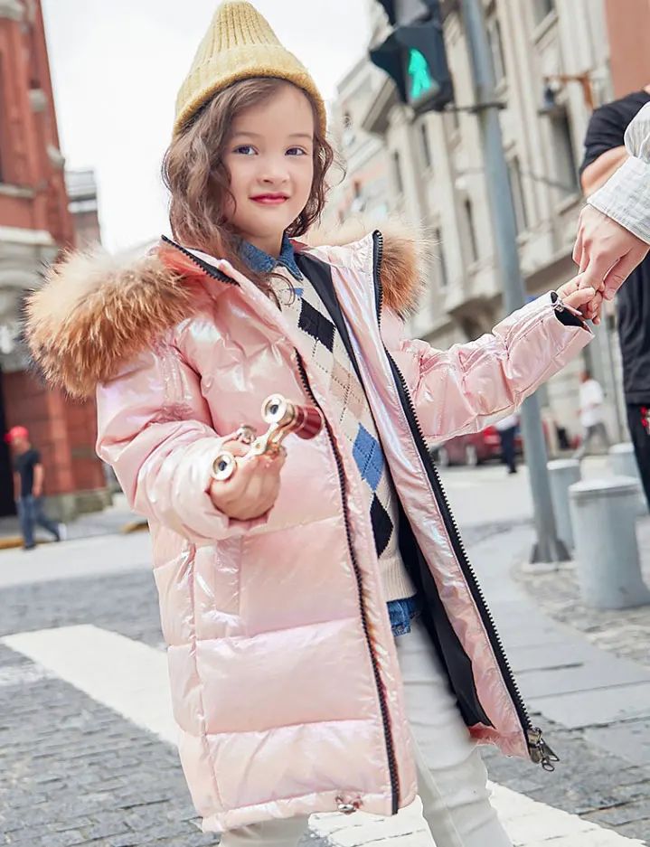 Г. Модный брендовый пуховик для девочек Теплые Детские Пуховые парки, пальто утепленная верхняя одежда с мехом для детей и подростков на холодную зиму - Цвет: A3