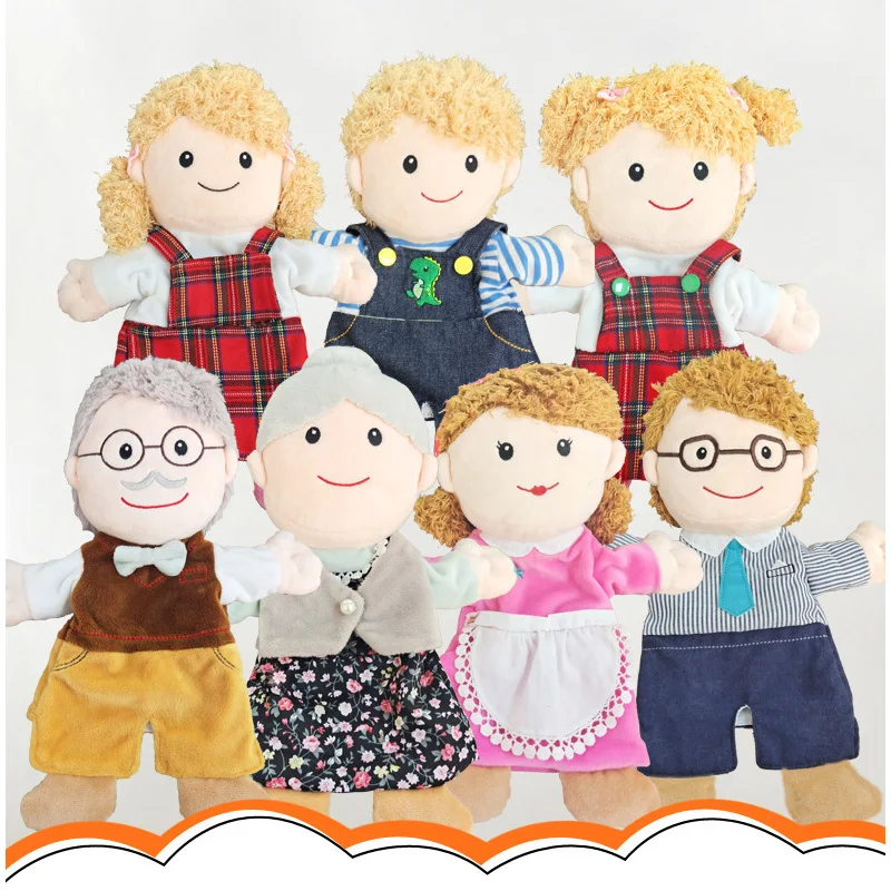 35cm family open mouth glove puppets kindergarten show mom ventriloquist tell story muppet Role play handdoll boy girl gifts toy hand puppet