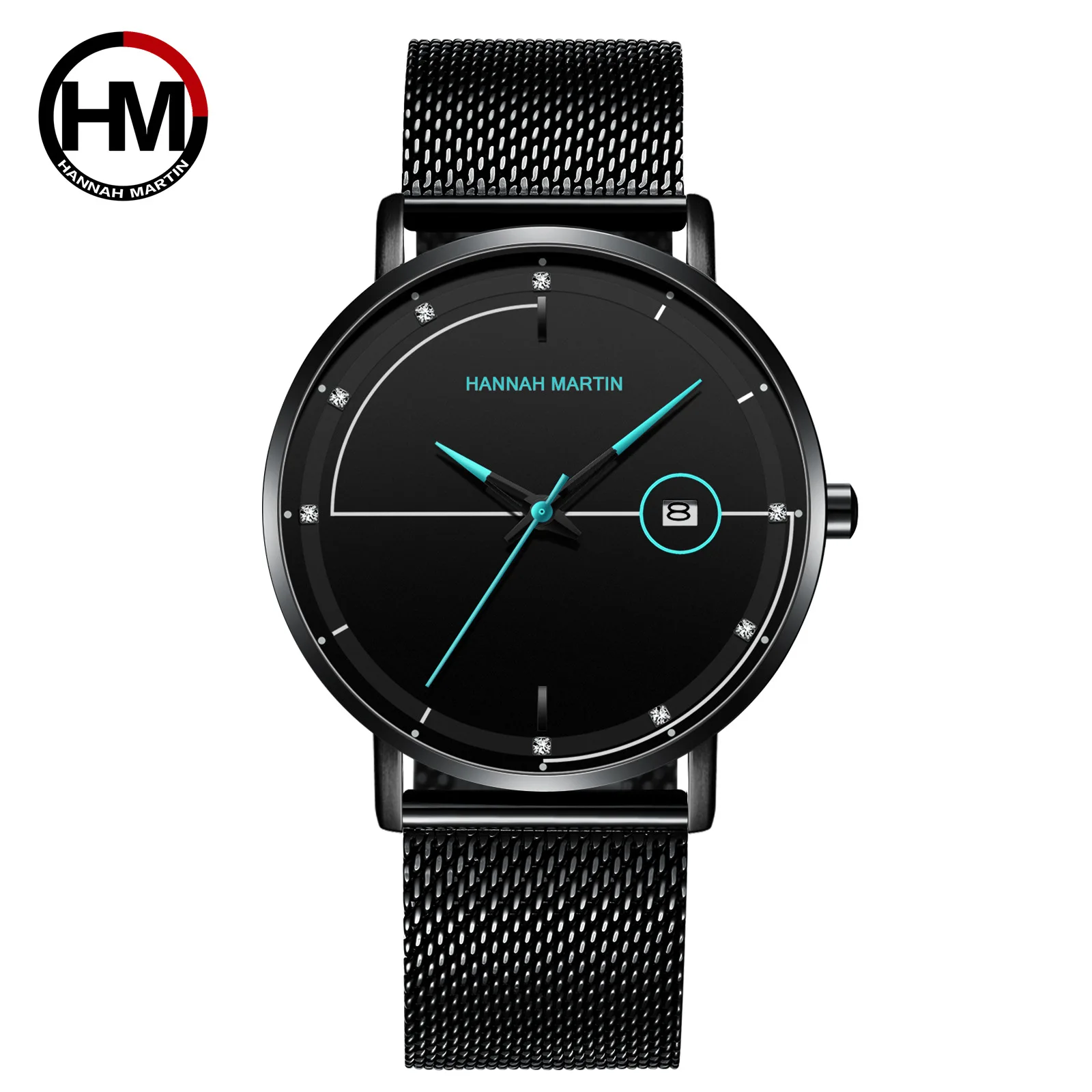 

Hannah Martin Fashion Mens Watches Top Brand Luxury Quartz Watch Men Slim Mesh Steel Waterproof Sport Watch Relogio Masculino