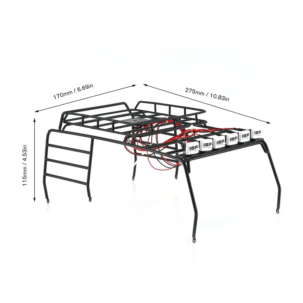 RC багажник на крышу держатель на крышу Защитная стойка для багажа с 6 многофункциональными светодиодный светильник для джип-Крыша Стойка для гусеничного для Wrangler