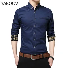 Мужская одежда рубашки легкий уход хлопковые обычной посадки Длинные рукава Повседневное Однобортный Для мужчин рубашка Camisa Masculina большой Размеры 5XL