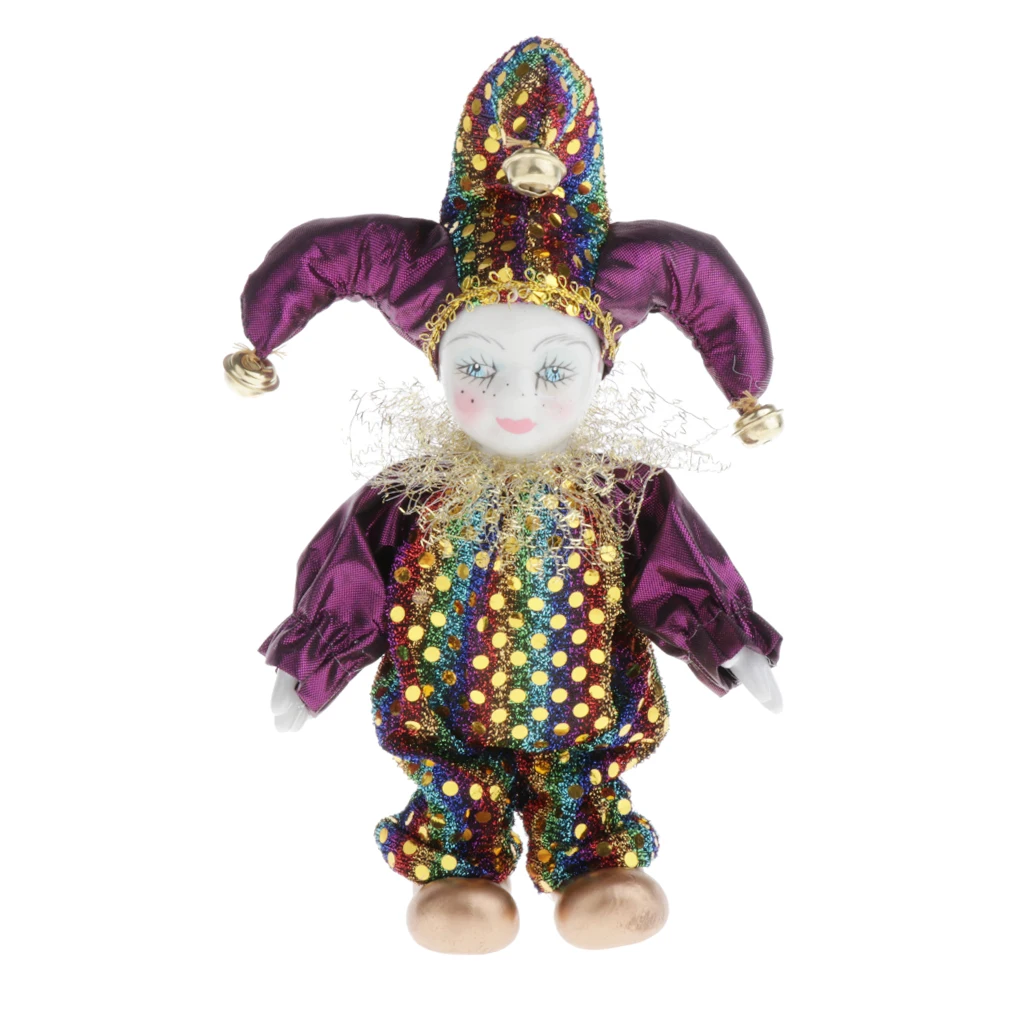 16cm Porcelain Triangel Doll Small Clown Doll Funny Clown Model Figurines Souvenirs Crafts