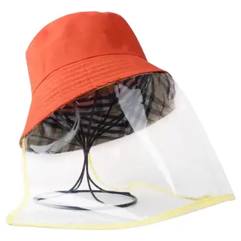 

Hot Anti-spitting Protective Bucket Hat with Transparent Face Cover Sandproof Sun Protection Anti-dust Full Face Shield Hat D6