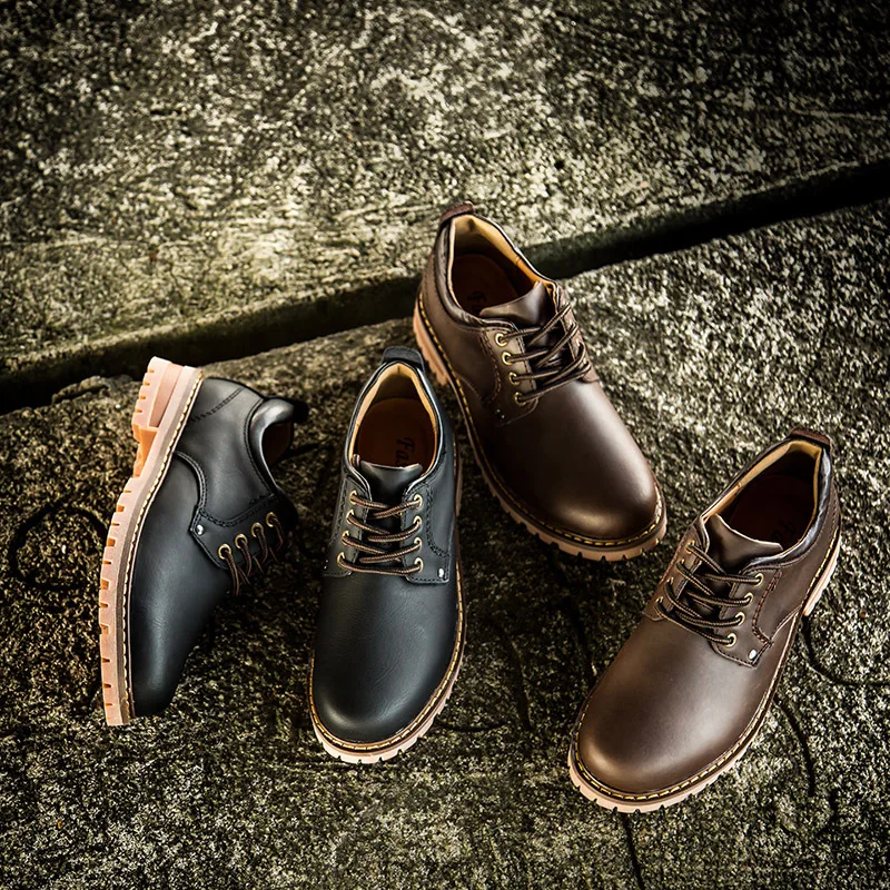 

Spring And Autumn MEN'S SHOES Work Shoes Big Head Leather Shoes Low Top Dull Polish-Style Leather England Wear-Resistant Anti-sl