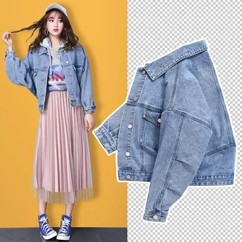 

Jeans Coat Women's Loose-Fit Spring And Autumn New Style Online Celebrity Douyin Celebrity Style Jacket Studen